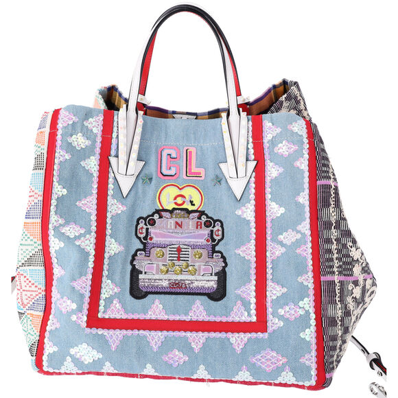 Christian Louboutin Manilacaba Caba Large Tote Motif Embroidered Multicolor - Picture 3 of 10